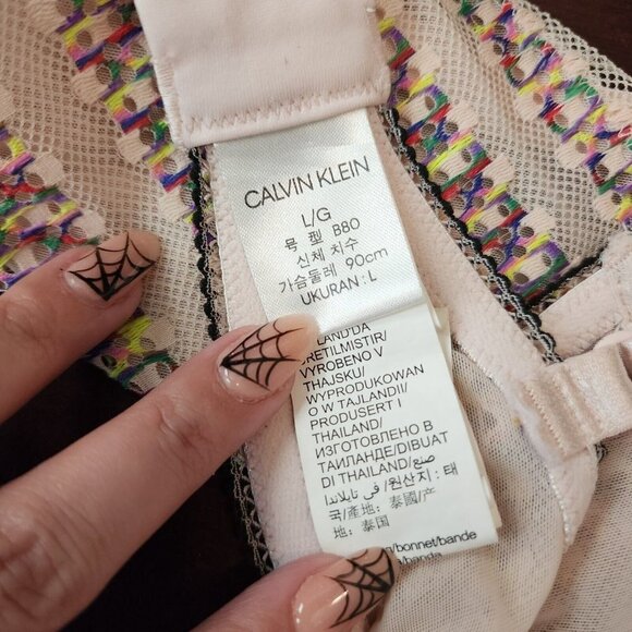 Calvin Klein Multi-Color Rave Mesh Lightweight Thin Triangle Soft Cup Bra L - Picture 6 of 10